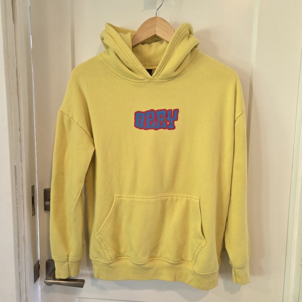 Obey Hoodie Sweatshirt "Better Days" Lemon Yellow Skate Kids L